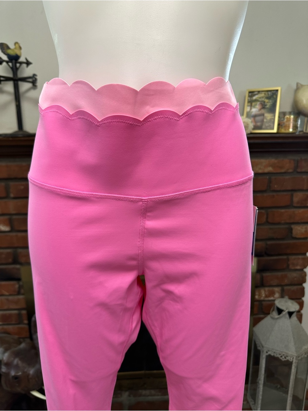 Womens Scallop Waist Pink Leggings -XL